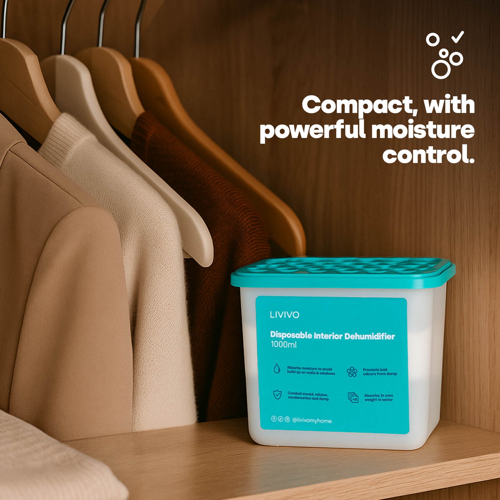 Livivo 1000ml Dehumidifier 5 Pack – Stops Damp Mildew, Mould & Condensation