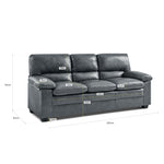 Oxford Faux Leather Sofa 3 Seater | Dark Grey