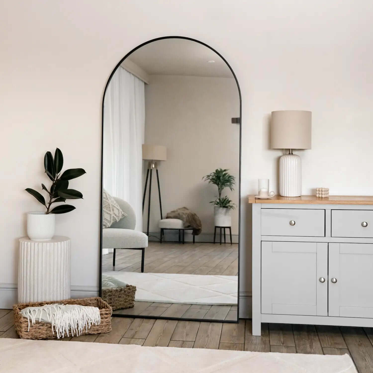 Akiko - Black Metal Arched Mirror | 180cm x 90cm