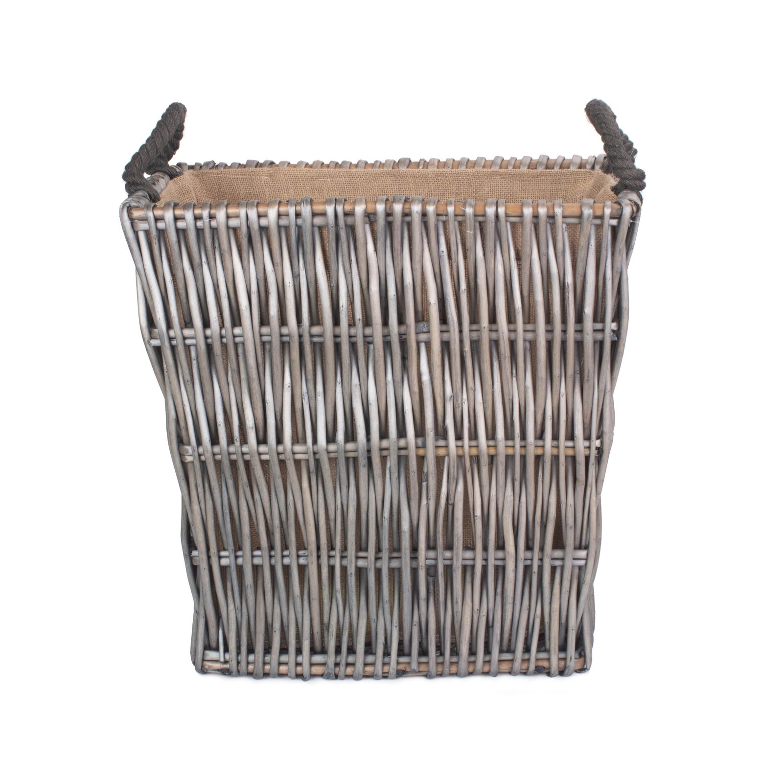 Wicker Grey Rectangular Log Basket | Small | Brown