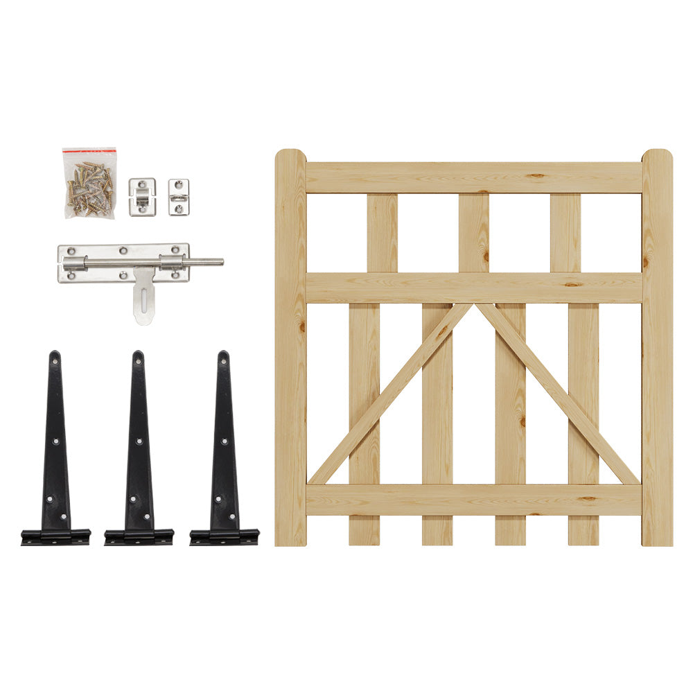 90cm/120cm W X90cm H Outdoor Wooden Garden Gate Fence Door | 90cm | Natural