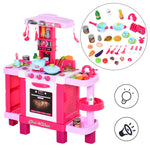 38-piece Children's Kitchen Play Set W/ Sounds Lights Food Pink