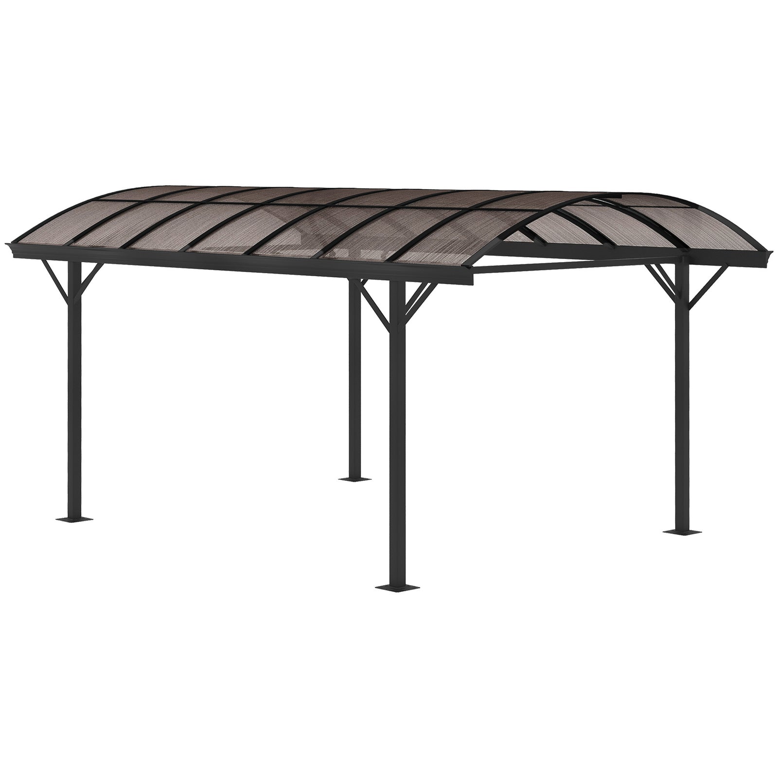 Outsunny 5 X 3(m) Garden Aluminium Pergola Gazebo Carport W/ Pc Roof
