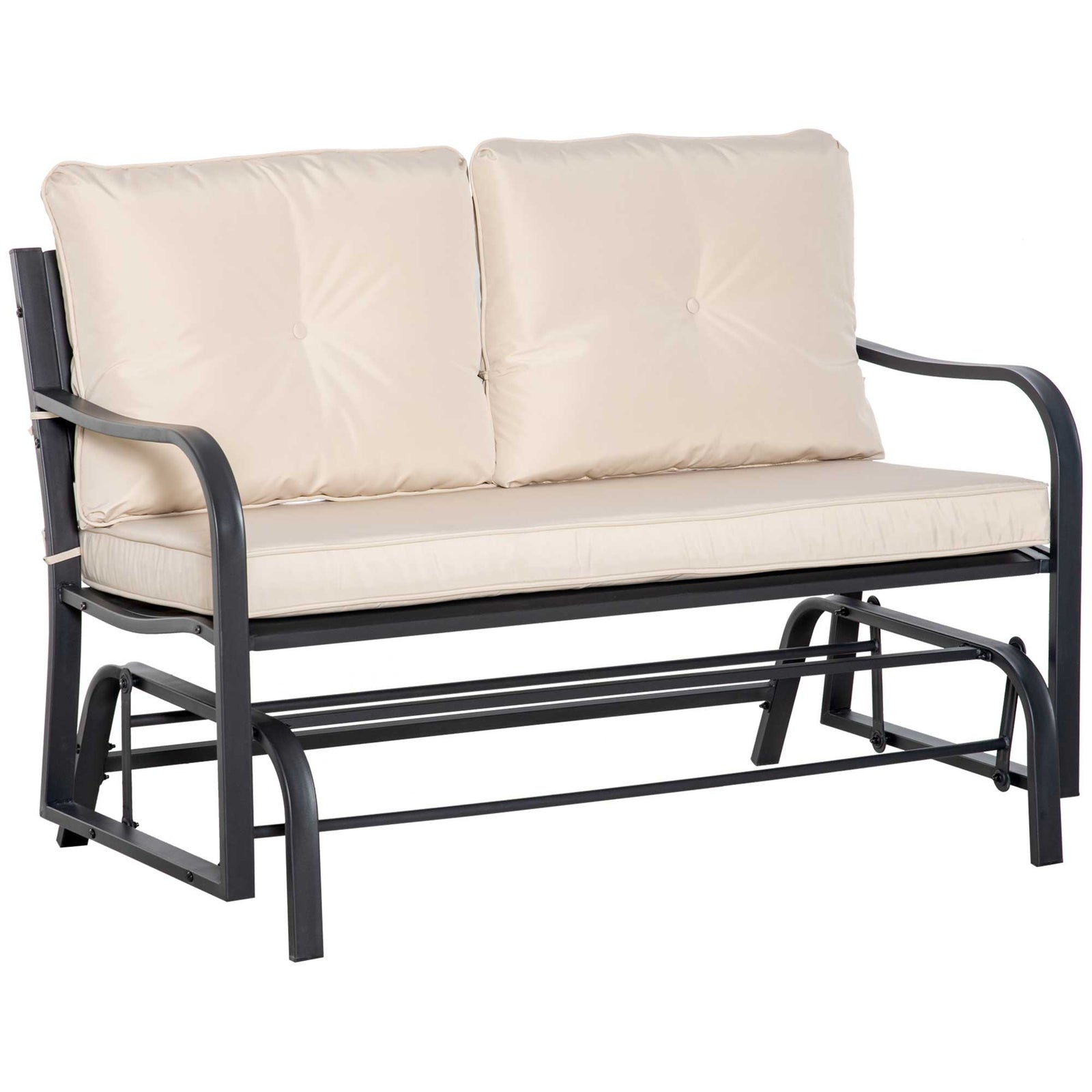 Outdoor Double Rocking Chair Glider Loveseat With Cushion