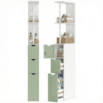 HOMCOM Freestanding Bathroom Storage Cabinet With 2-tier Shelf, Light Green