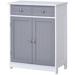 Bathroom Floor Storage Cabinet W/ 2 Drawers Door Cupboard | One Size | Multi Colour