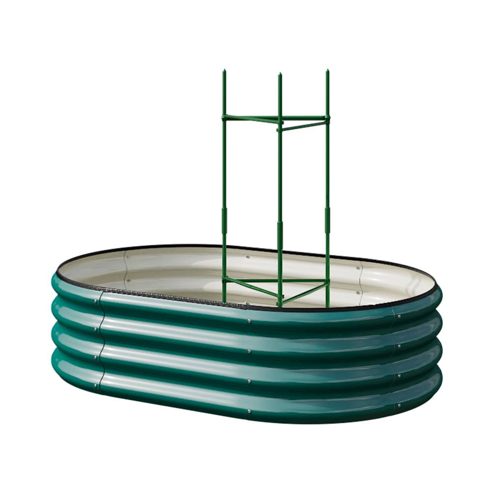 Galvanized Metal Raised Garden Bed – Elevated Planter Box With Safety Edging, Green, 120cm/160cm W X 80cm D X 30cm H | Small | Green