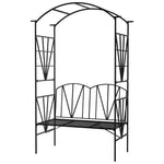 Outsunny Garden Bench, Metal Garden Loveseat With Arch For Climbing Plants