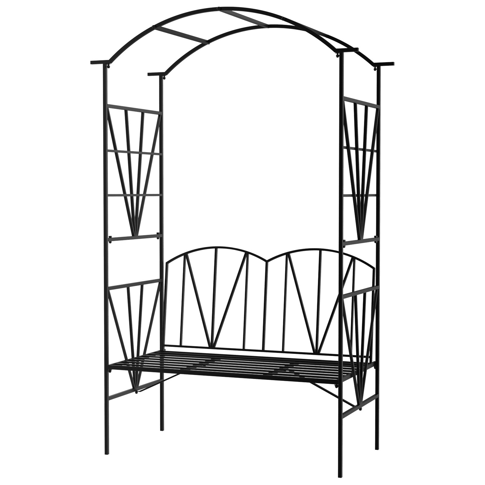 Outsunny Garden Bench, Metal Garden Loveseat With Arch For Climbing Plants