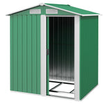 Outdoor Metal Storage Shed With Sliding Door Sloped Roof | Green
