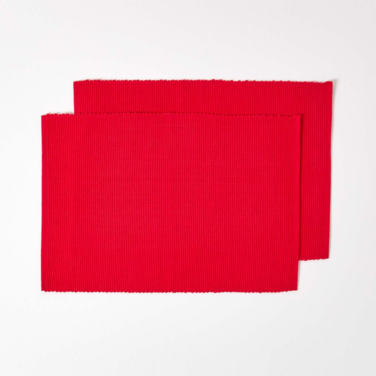 Cotton Plain Pack Of 2 Placemats | 50cm x 30cm | Red