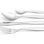 Cutlery Set Stainless Steel Fork Spoon Flatware Anydate | Set of 32 | Silver