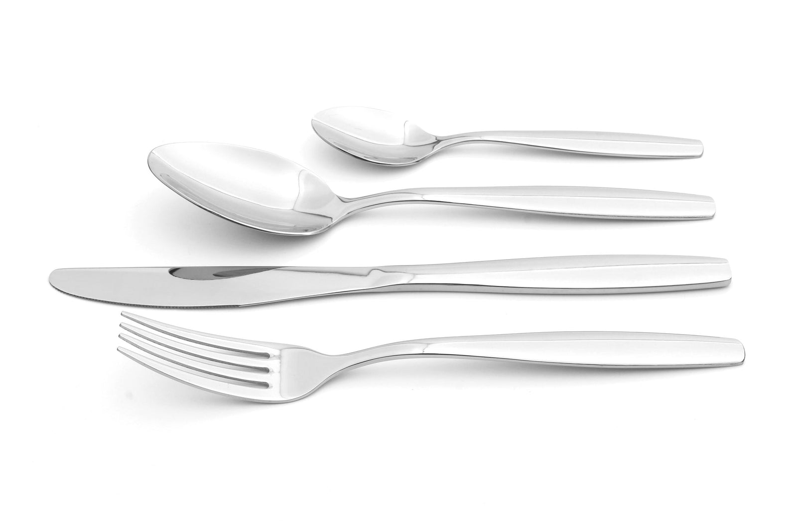 Cutlery Set Stainless Steel Fork Spoon Flatware Anydate | Set of 24 | Silver