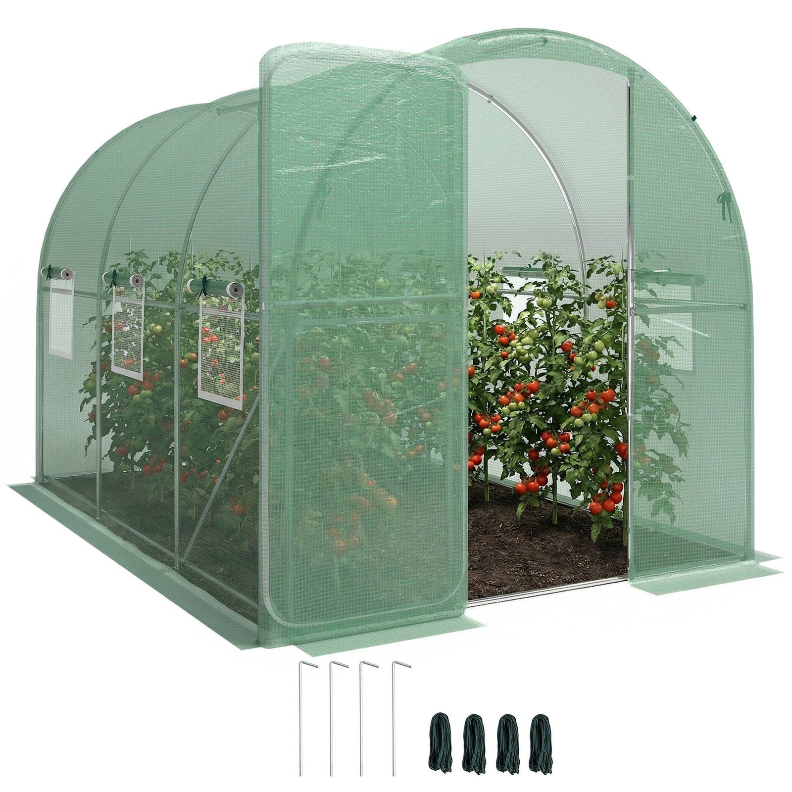 Walk-in Polytunnel Greenhouse With Windows, Garden Tunnel | M | Green