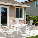 7 Piece Garden Dining Set, Table And Chairs, Grey