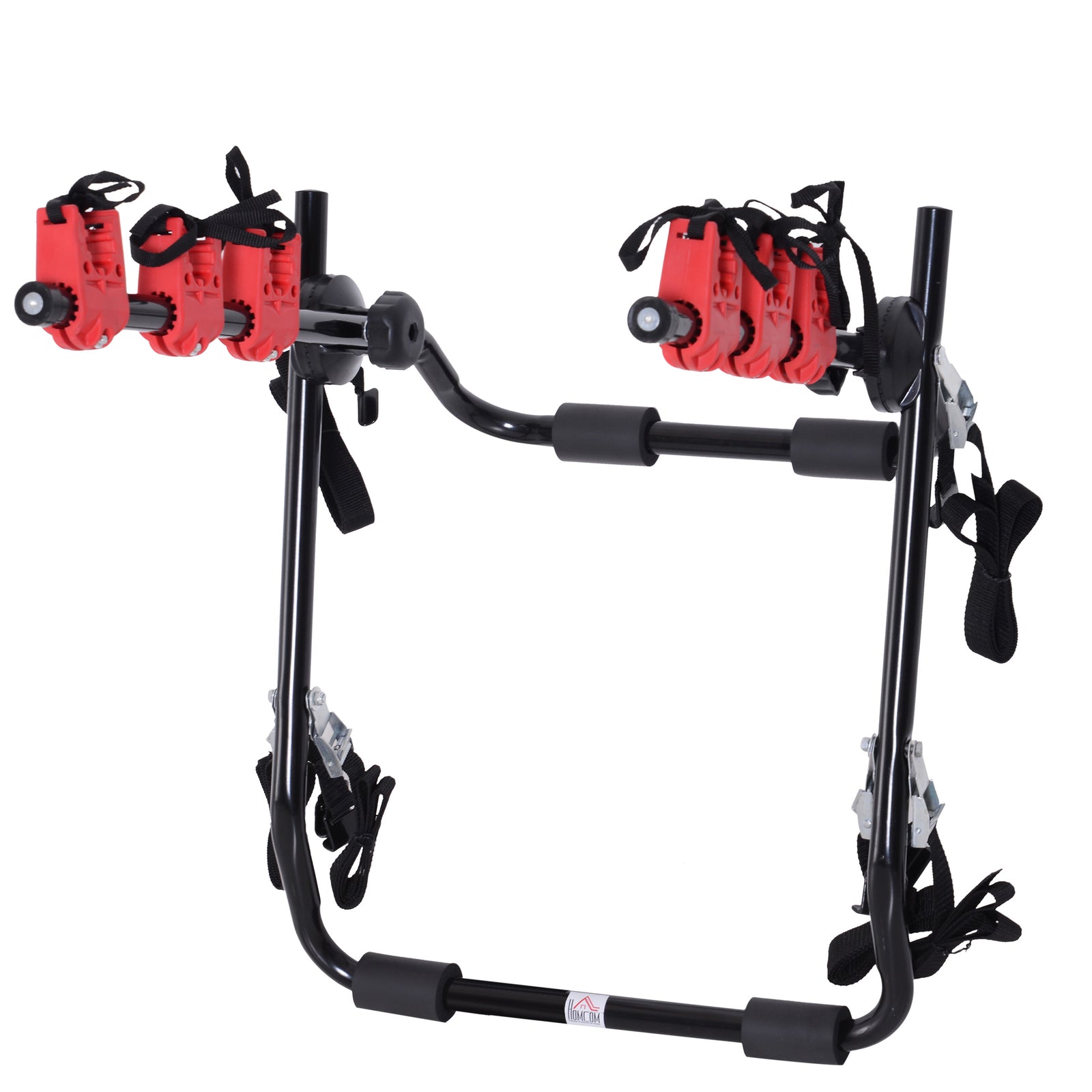 HOMCOM Foldable 3 Bike Rear Hitch Carrier Rack With Straps