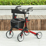 Fully Folding Rollator Walker With Seat, Red
