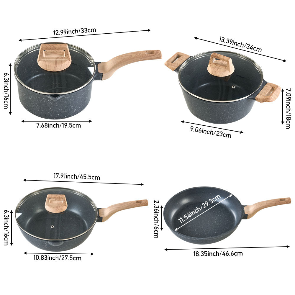 7pcs Nonstick Cookware Set | Grey