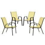 Set Of 4 Garden Dining Chair Set Outdoor W/ Back Armrest | Beige