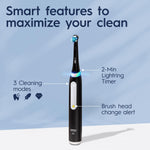 Io3 Electric Rechargeable Toothbrush With 3 Cleaning Modes, Matt Black