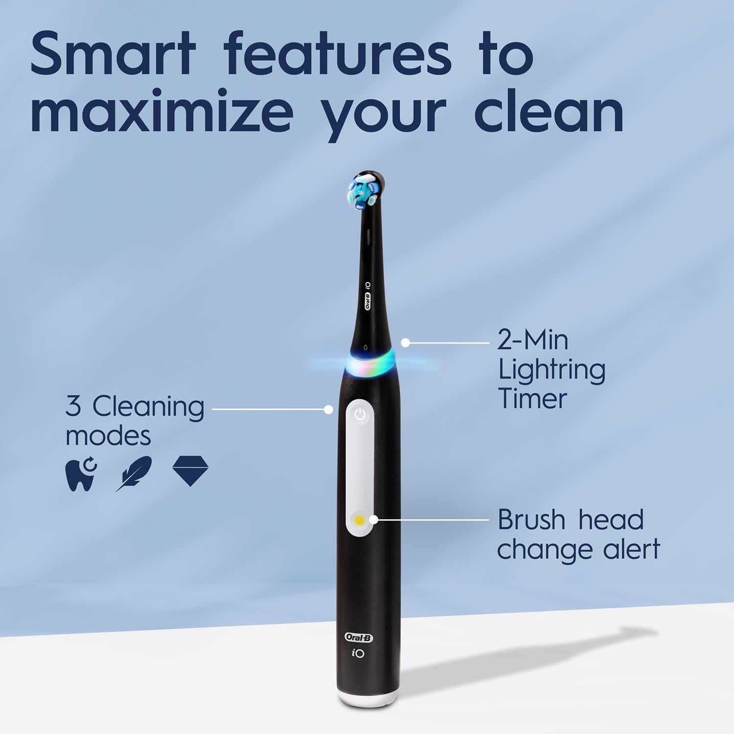 Io3 Electric Rechargeable Toothbrush With 3 Cleaning Modes, Matt Black