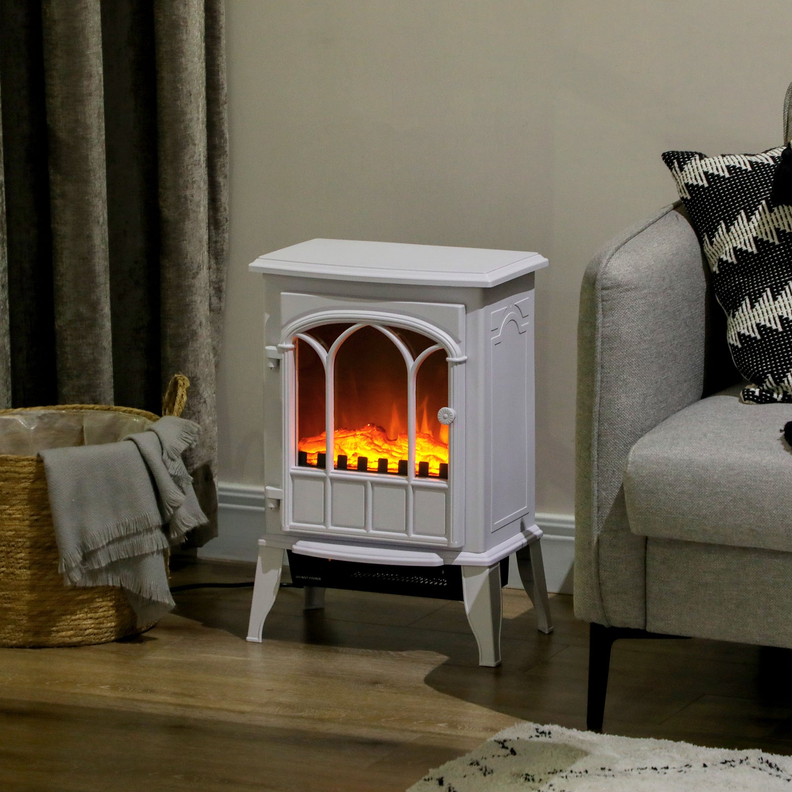 Electric Stove Heater Led Flame Effect 1000w/2000w | One Size | White