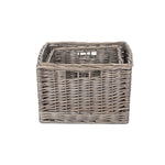 Wicker Square Antique Wash Unlined Storage Basket | Set-of-2 | Brown