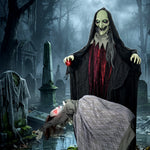 HOMCOM Halloween Animated Standing Witch With Floating Ghost Decoration