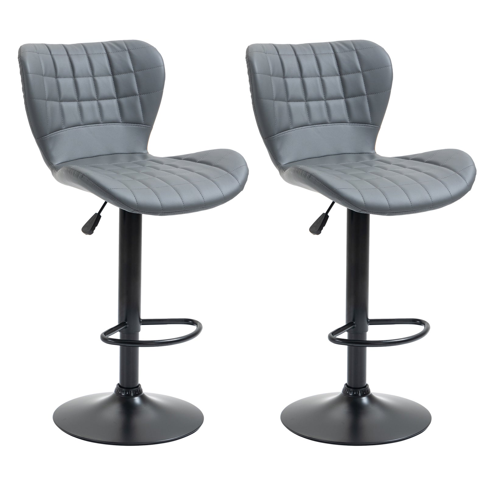 Bar Stools Set Of 2 Pu Leather Adjustable