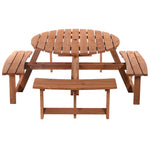 8 Seat Garden Wooden Round Picnic Table Bench