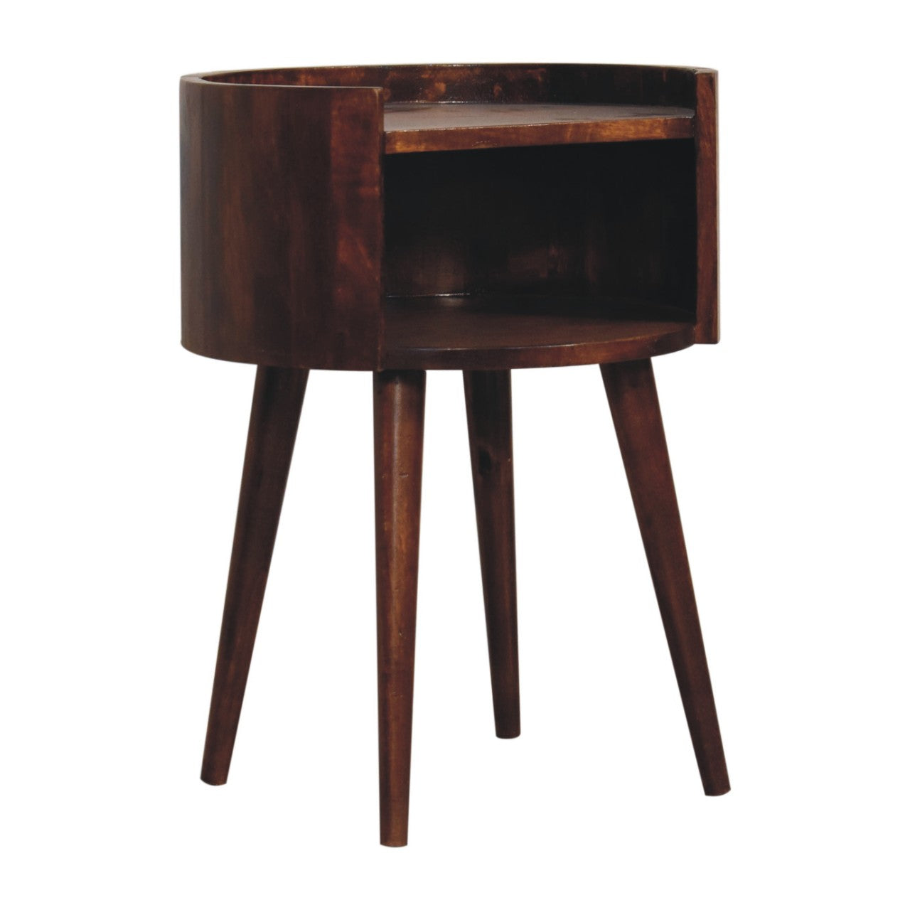 Solid Wood Chestnut Round Open Slot Bedside