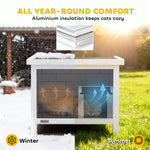 Outdoor Cat House Insulated Wooden Feral Cat Shelter W/ Openable Roof