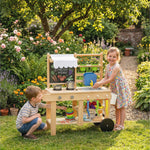 AIYAPLAY Mud Kitchen With Real Water Faucet Natural Wood