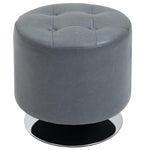 360 Degree Swivel Foot Stool Pu Ottoman W/ Thick Padding | One Size | Gray