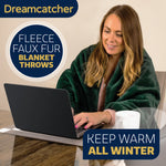 Blanket Throw Soft Faux Fur 160 X 130cm Fleece Overblanket Fluffy Blanket  For Sofa & Beds | L | Green