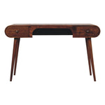 Solid Wood Chestnut London Arch Writing Desk, 2 Drawers, Dark Brown