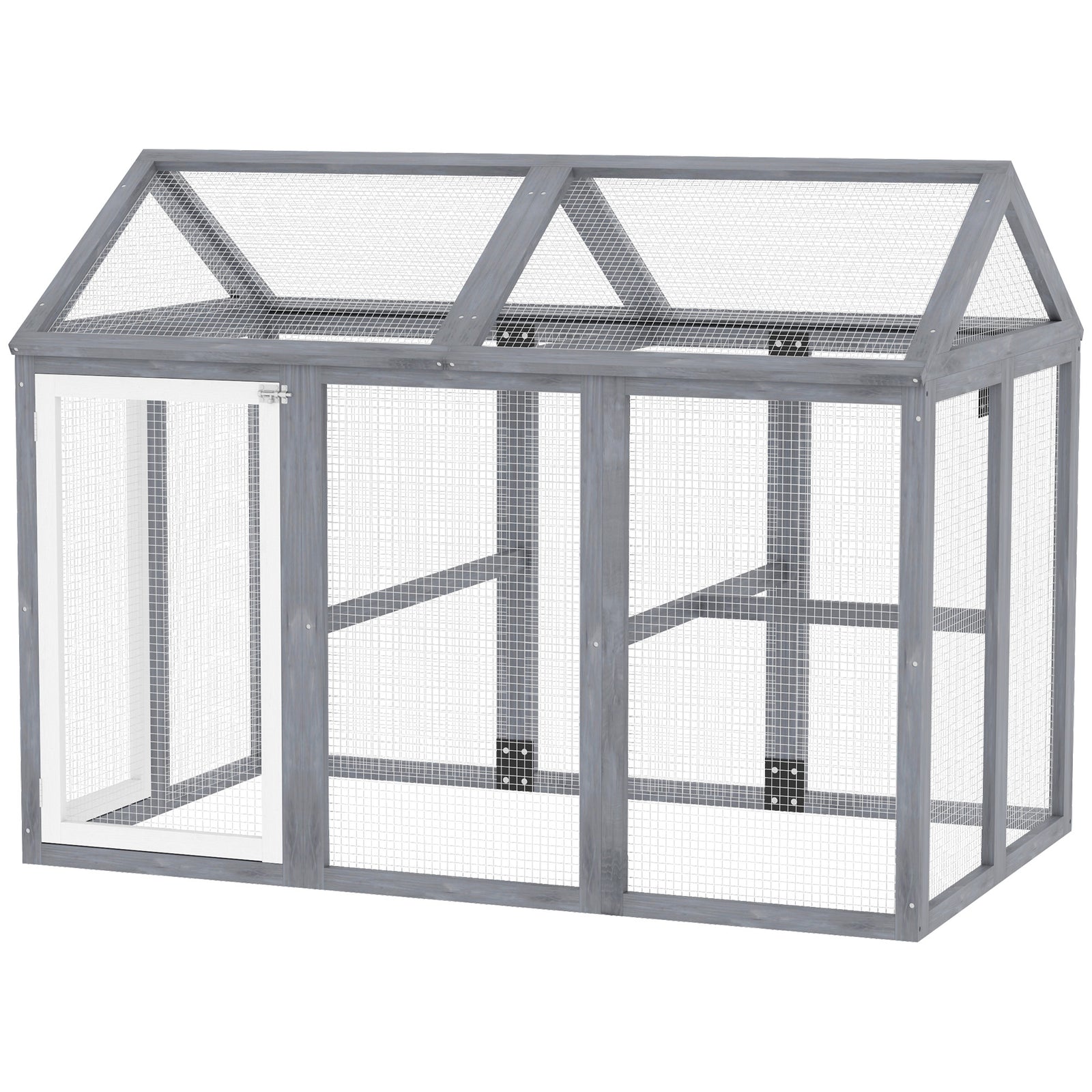 Pawhut Chicken Run, Wooden Chicken Coop W/ Combinable Design - Grey