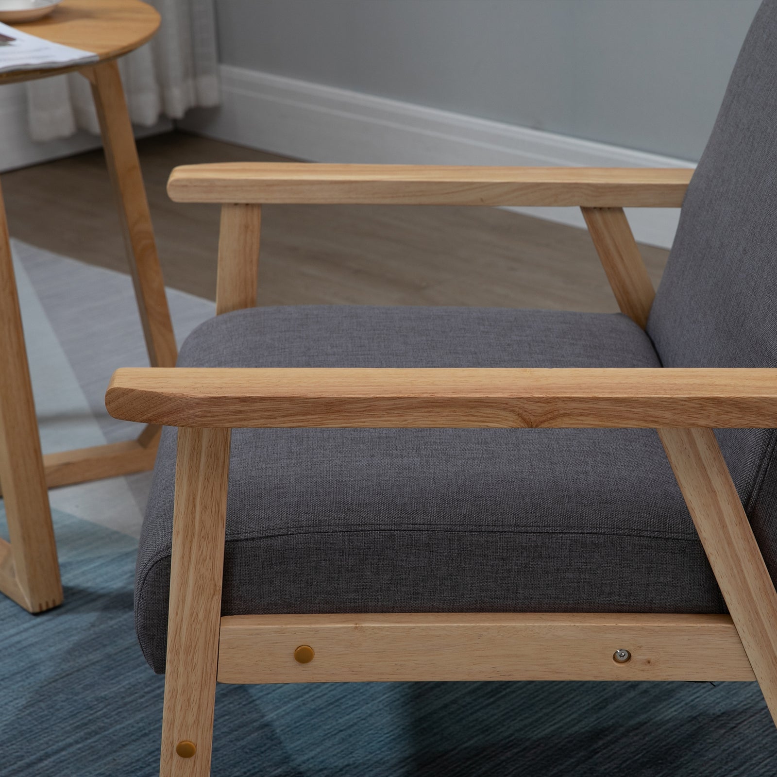 Minimalistic Accent Chair, Linen Cushions