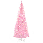5/6/7ft Tall Prelit Pencil Artificial Christmas Tree | 7ft | Pink
