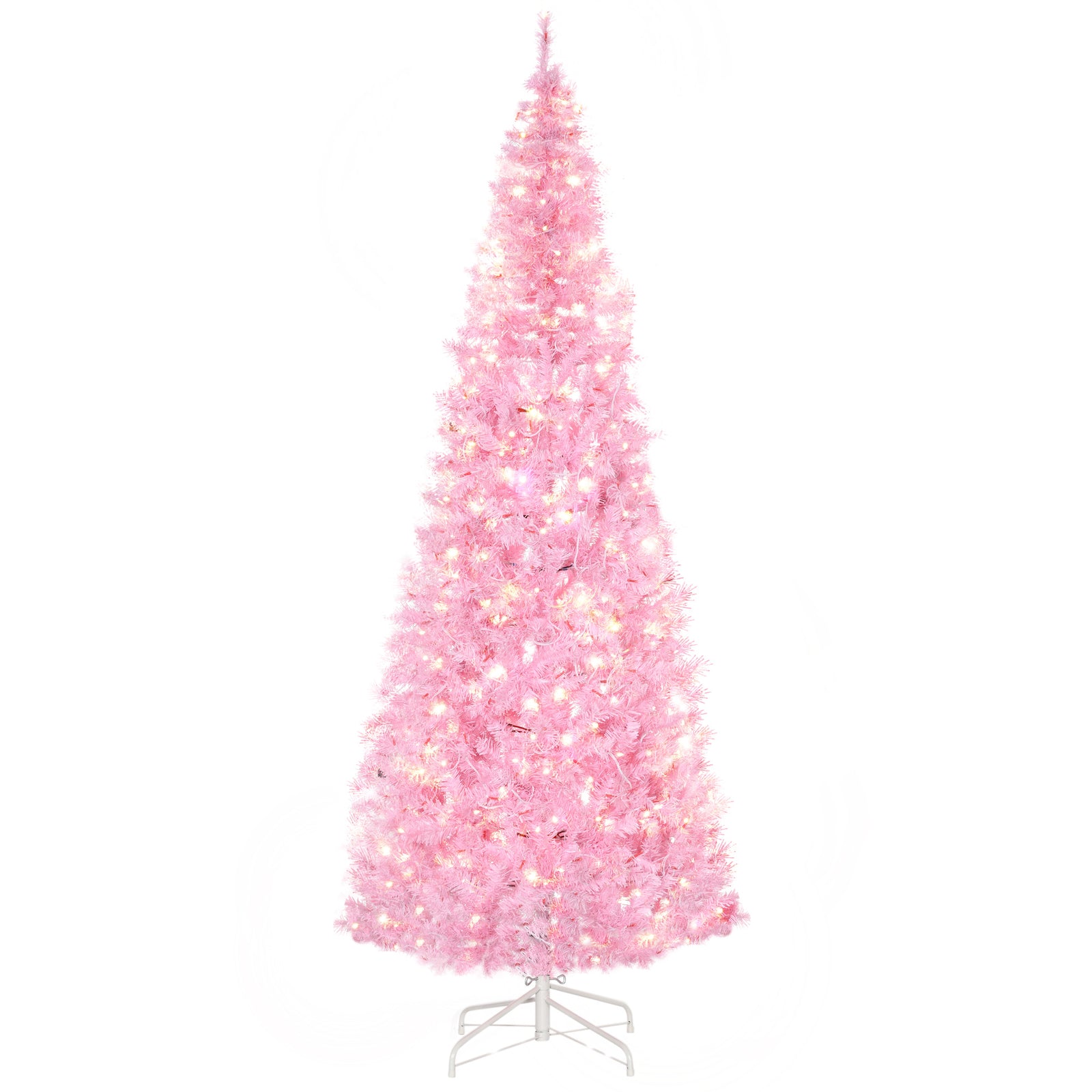 5/6/7ft Tall Prelit Pencil Artificial Christmas Tree | 7ft | Pink