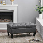 Modern Nailhead Trim Buttoned Ottoman Bench