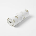 Cotton Christmas Gold Snowflake Table Runner