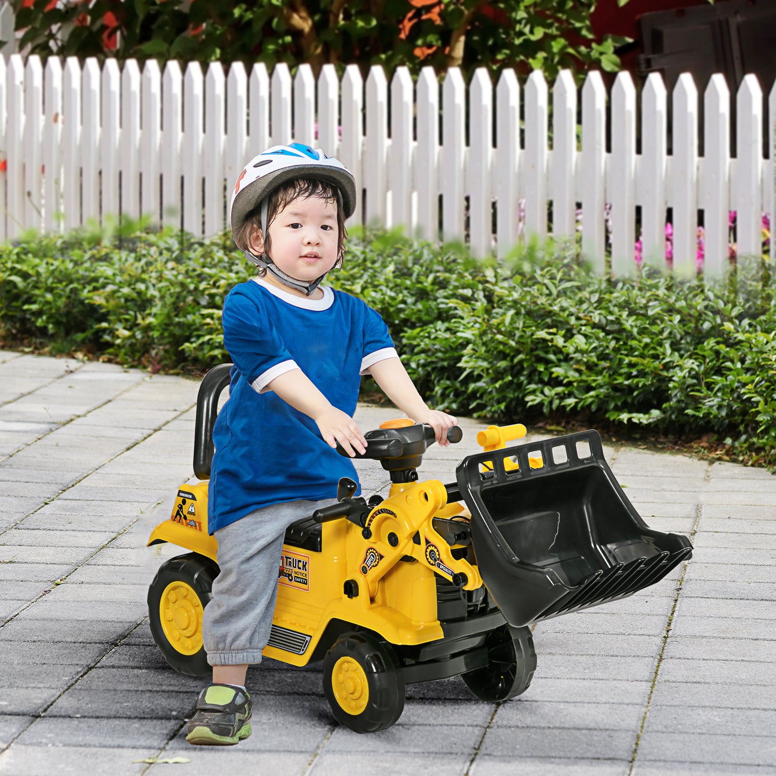 Ride-on Bulldozer Toddler Digger Excavator Scooter Storage Cart