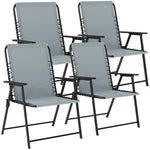 Folding Garden Chairs, Outdoor Chairs Set | Set of 4 | Grey