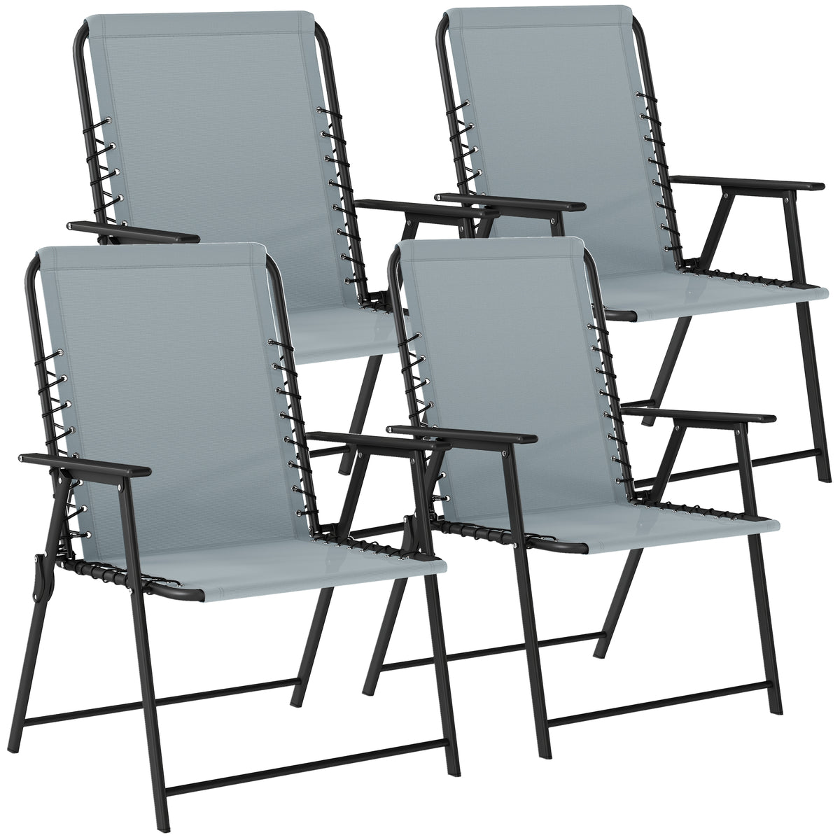 Folding Garden Chairs, Outdoor Chairs Set | Set of 4 | Grey
