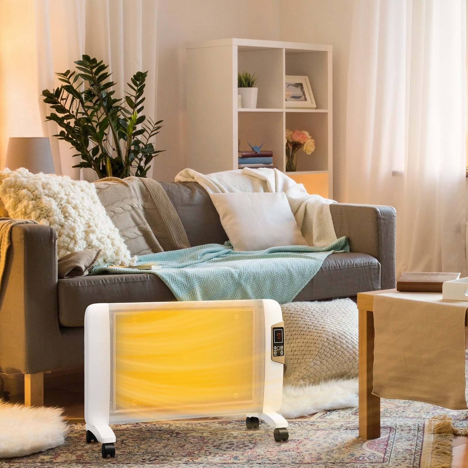 Mica Electric Space Heater Portable With 2 Heat Settings | One Size | White