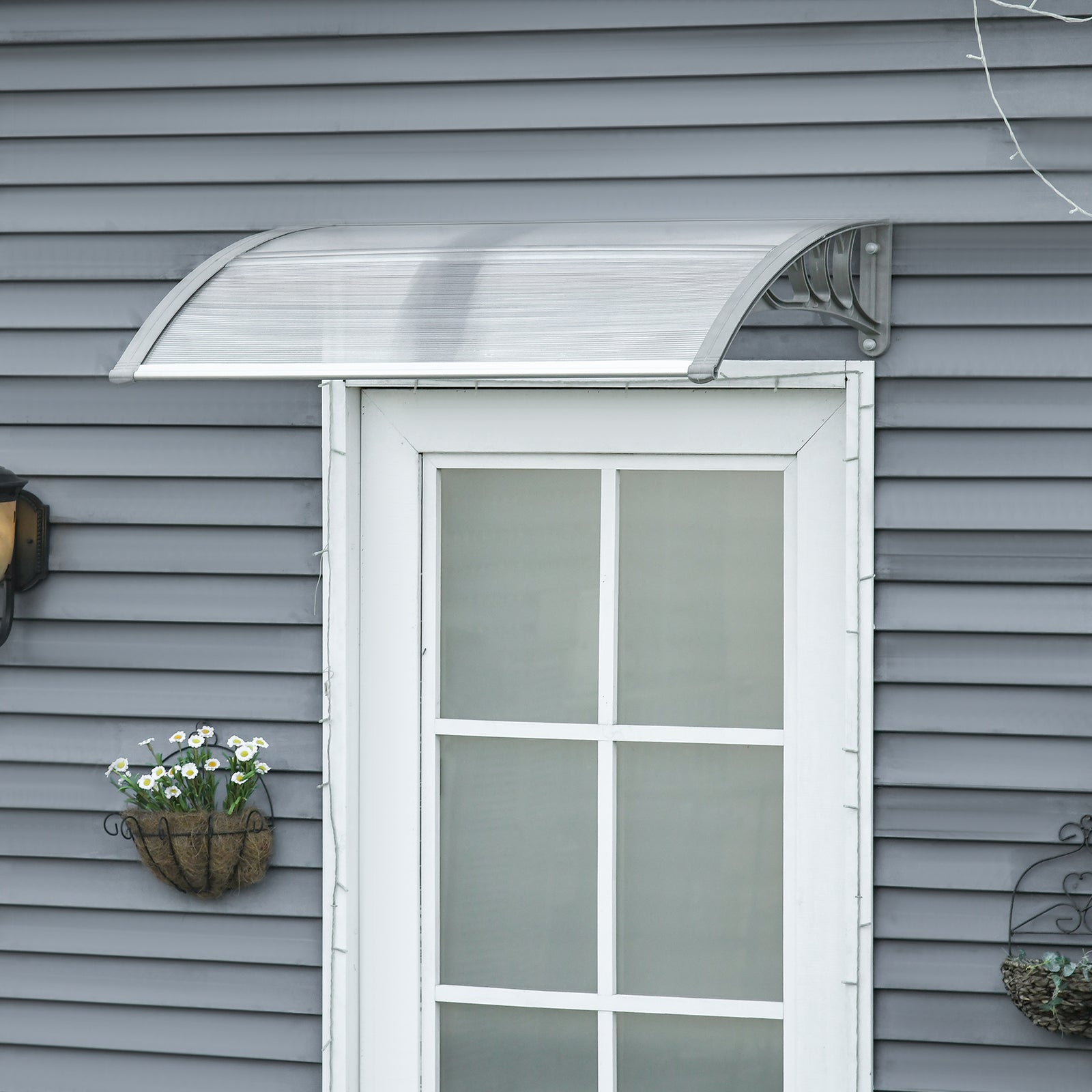 Door Canopy, Outdoor Rain Shelter, 100 X 75cm | White