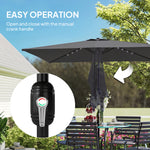 3 X 2 M Garden Parasol Umbrella With Light, Outdoor Patio Umbrella | Black