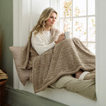 Cable Heated Throw 140x180cm – Luxury Electric Blanket With Super Soft Sherpa | 140cm x 180cm | Taupe