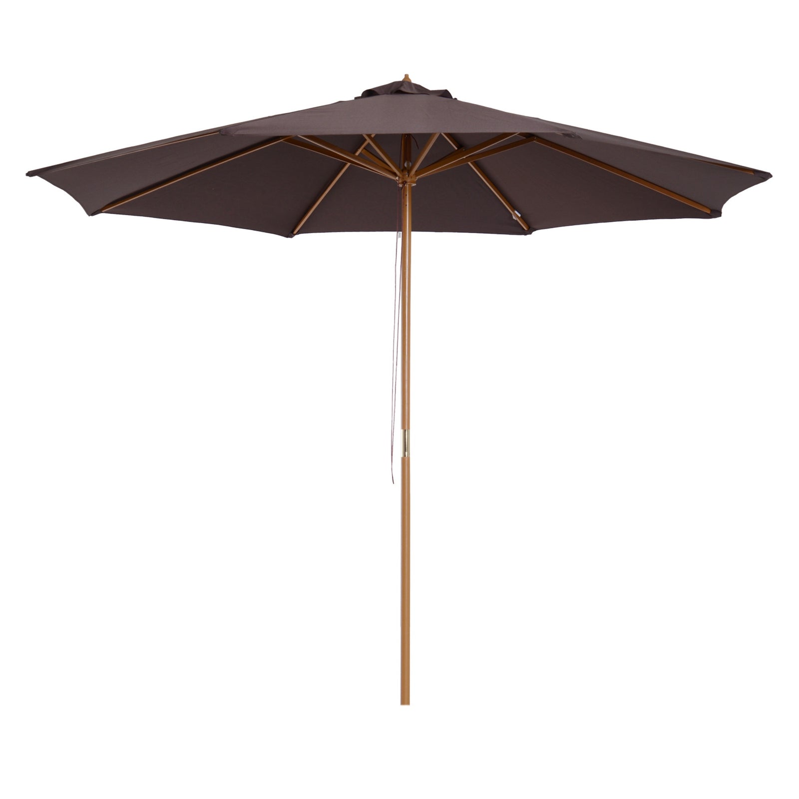 3m Wooden Bamboo Parasol Outdoor Umbrella Canopy | Brown